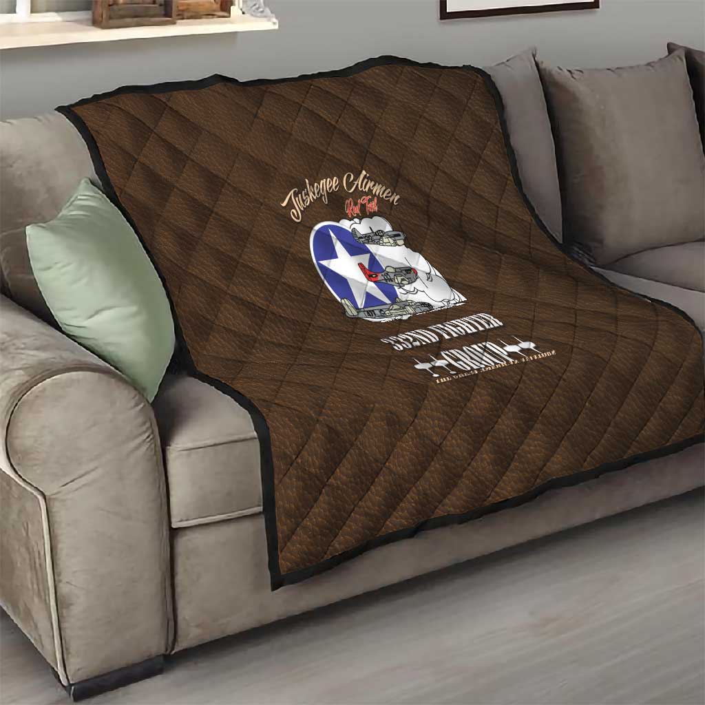 African American Aviators WWII Quilt Tuskegee Red Tails Airmen Brown Leather Pattern - African Pride