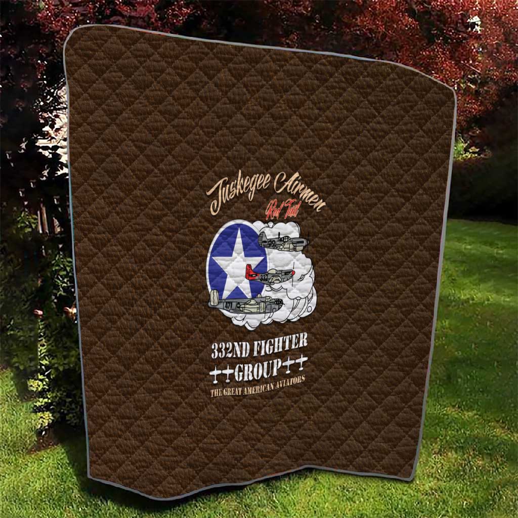 African American Aviators WWII Quilt Tuskegee Red Tails Airmen Brown Leather Pattern - African Pride