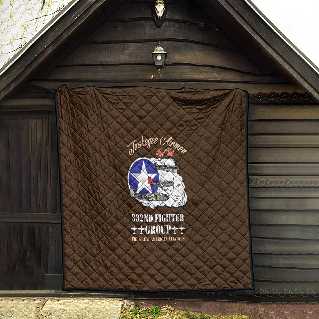 African American Aviators WWII Quilt Tuskegee Red Tails Airmen Brown Leather Pattern - African Pride