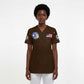 African American Aviators WWII Scrub Top Tuskegee Red Tails Airmen Brown Leather Pattern - African Pride