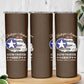 African American Aviators WWII Skinny Tumbler Tuskegee Red Tails Airmen Brown Leather Pattern - African Pride