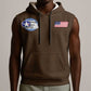 African American Aviators WWII Sleeveless Hoodie Tuskegee Red Tails Airmen Brown Leather Pattern - African Pride
