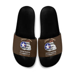 Tuskegee Airmen WWII Heroes Slide Sandals The Great American Aviators Brown Leather Pattern