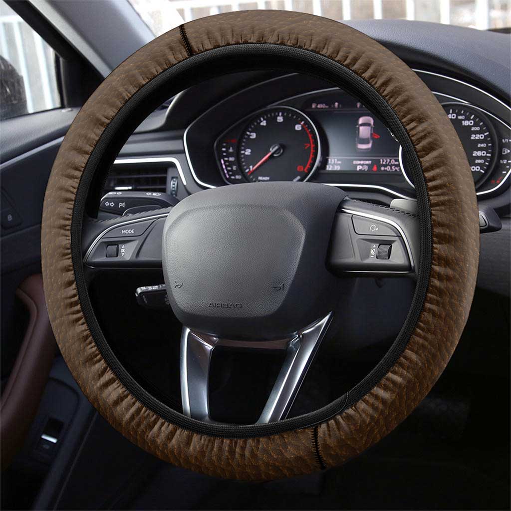 African American Aviators WWII Steering Wheel Cover Tuskegee Red Tails Airmen Brown Leather Pattern - African Pride