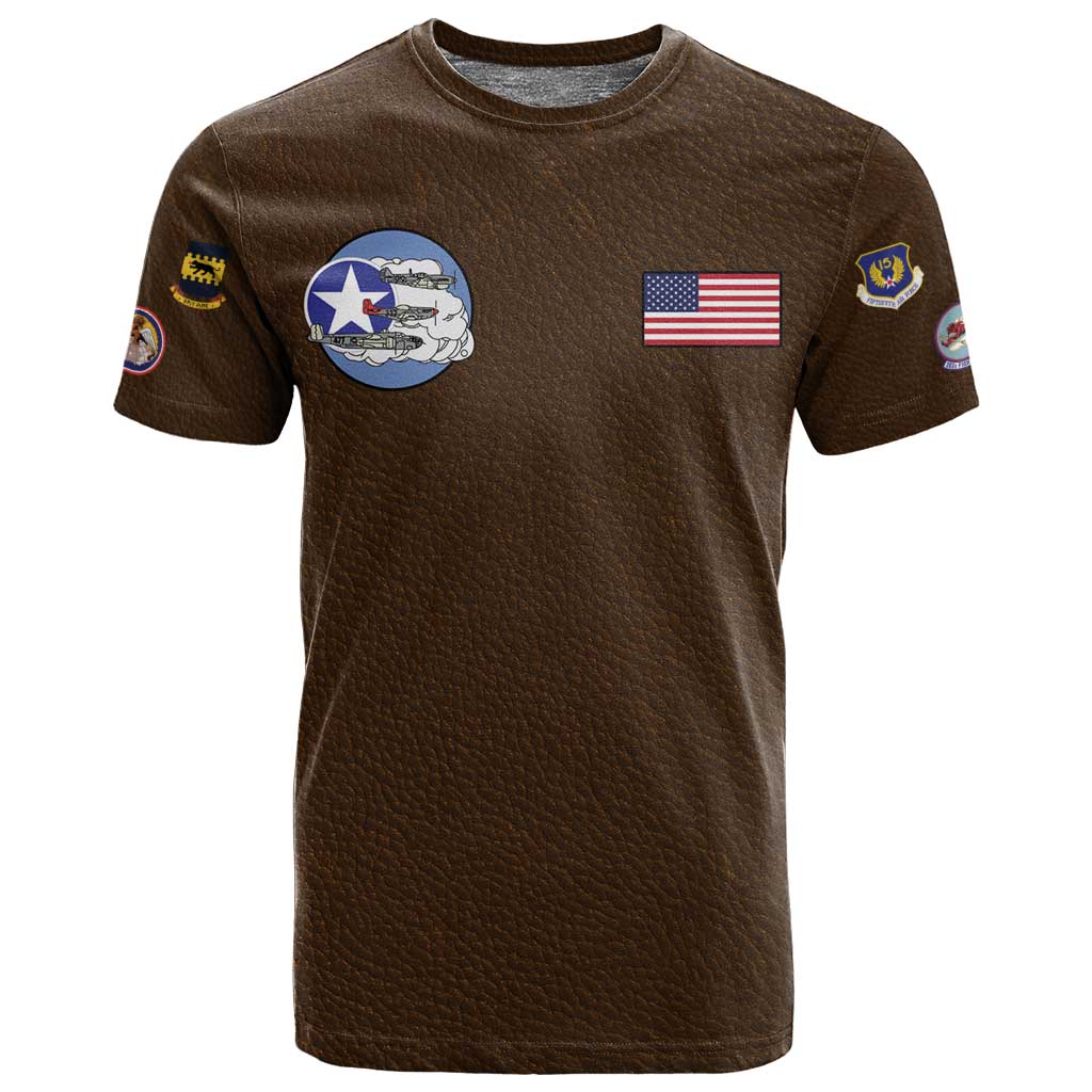 African American Aviators WWII T shirt Tuskegee Red Tails Airmen Brown Leather Pattern - African Pride