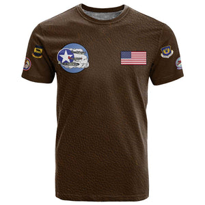 African American Aviators WWII T shirt Tuskegee Red Tails Airmen Brown Leather Pattern - African Pride