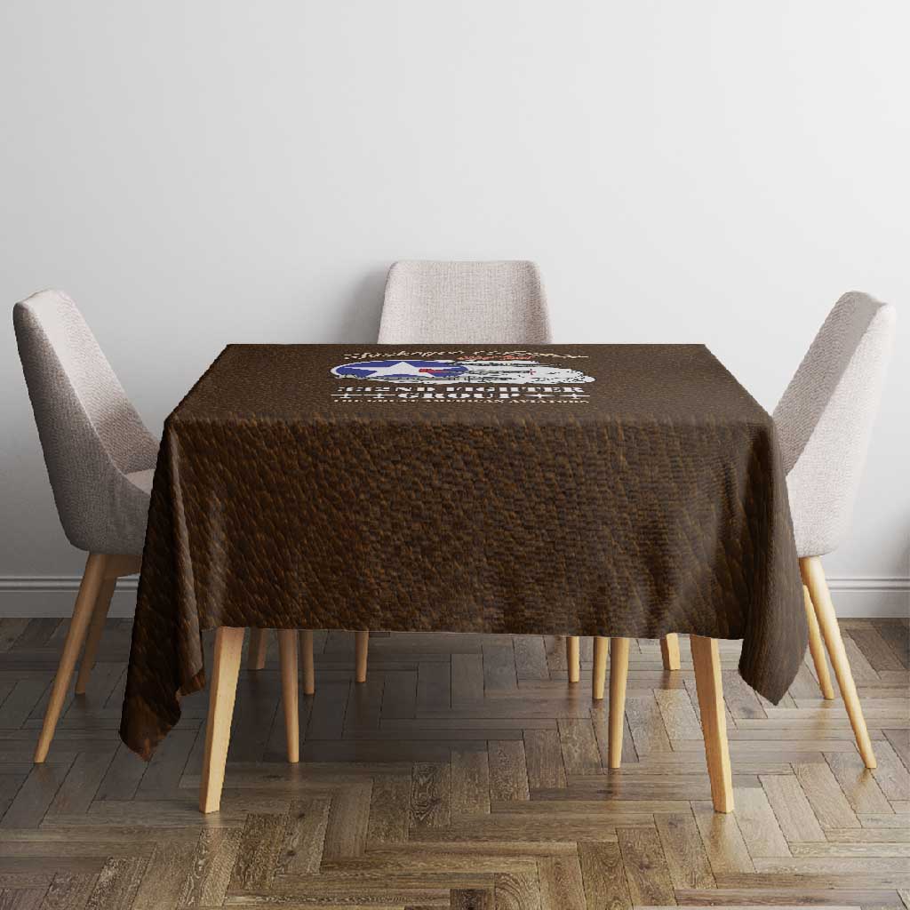 African American Aviators WWII Tablecloth Tuskegee Red Tails Airmen Brown Leather Pattern - African Pride