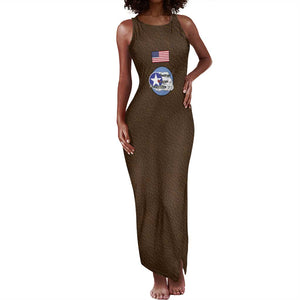 African American Aviators WWII Tank Maxi Dress Tuskegee Red Tails Airmen Brown Leather Pattern - African Pride