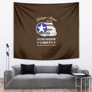African American Aviators WWII Tapestry Tuskegee Red Tails Airmen Brown Leather Pattern - African Pride