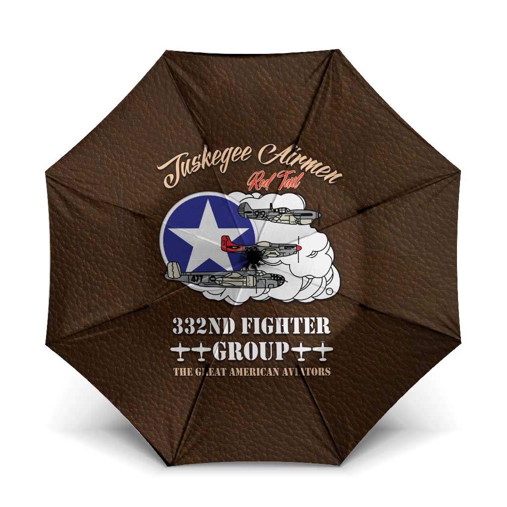 Tuskegee Airmen WWII Heroes Umbrella The Great American Aviators Brown Leather Pattern