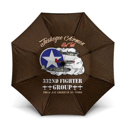 Tuskegee Airmen WWII Heroes Umbrella The Great American Aviators Brown Leather Pattern