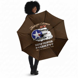 Tuskegee Airmen WWII Heroes Umbrella The Great American Aviators Brown Leather Pattern