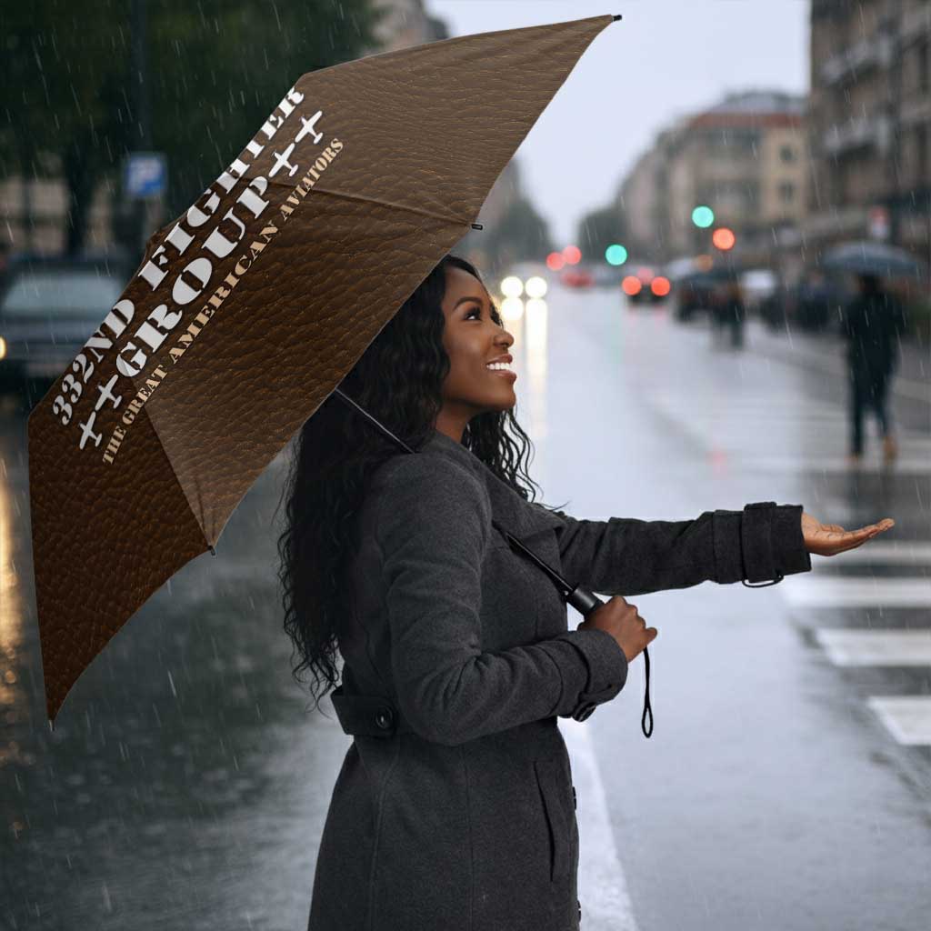 Tuskegee Airmen WWII Heroes Umbrella The Great American Aviators Brown Leather Pattern