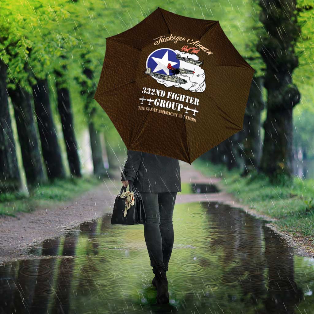 Tuskegee Airmen WWII Heroes Umbrella The Great American Aviators Brown Leather Pattern