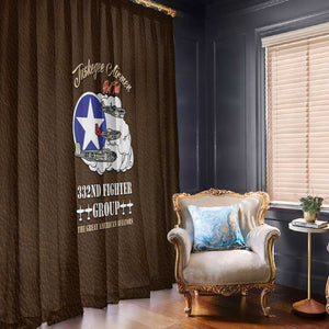 African American Aviators WWII Window Curtain Tuskegee Red Tails Airmen Brown Leather Pattern - African Pride