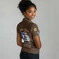 African American Aviators WWII Women Polo Shirt Tuskegee Red Tails Airmen Brown Leather Pattern - African Pride