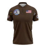 Tuskegee Airmen WWII Heroes Zipper Polo Shirt The Great American Aviators Brown Leather Pattern