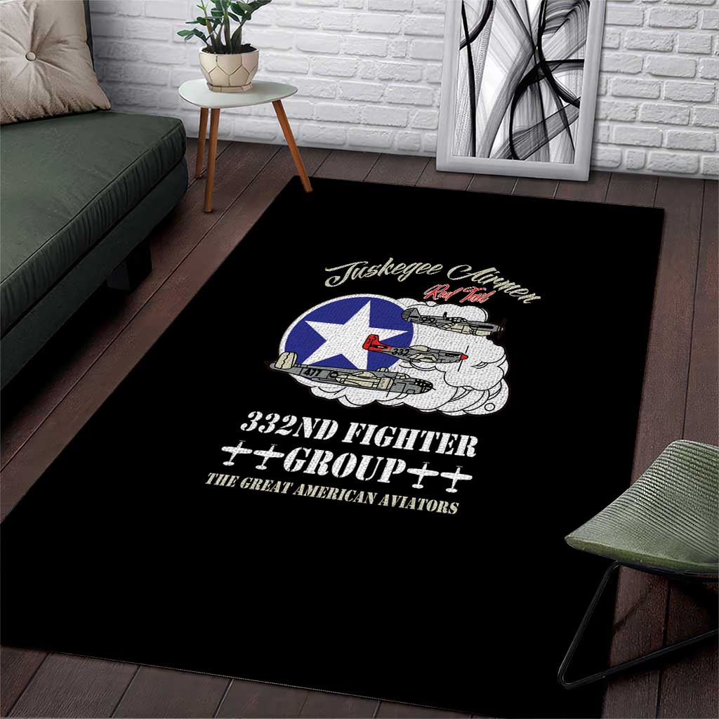 African American Aviators WWII Area Rug Tuskegee Red Tails Airmen Black - African Pride
