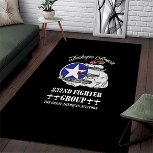 African American Aviators WWII Area Rug Tuskegee Red Tails Airmen Black - African Pride