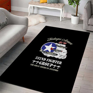 African American Aviators WWII Area Rug Tuskegee Red Tails Airmen Black - African Pride