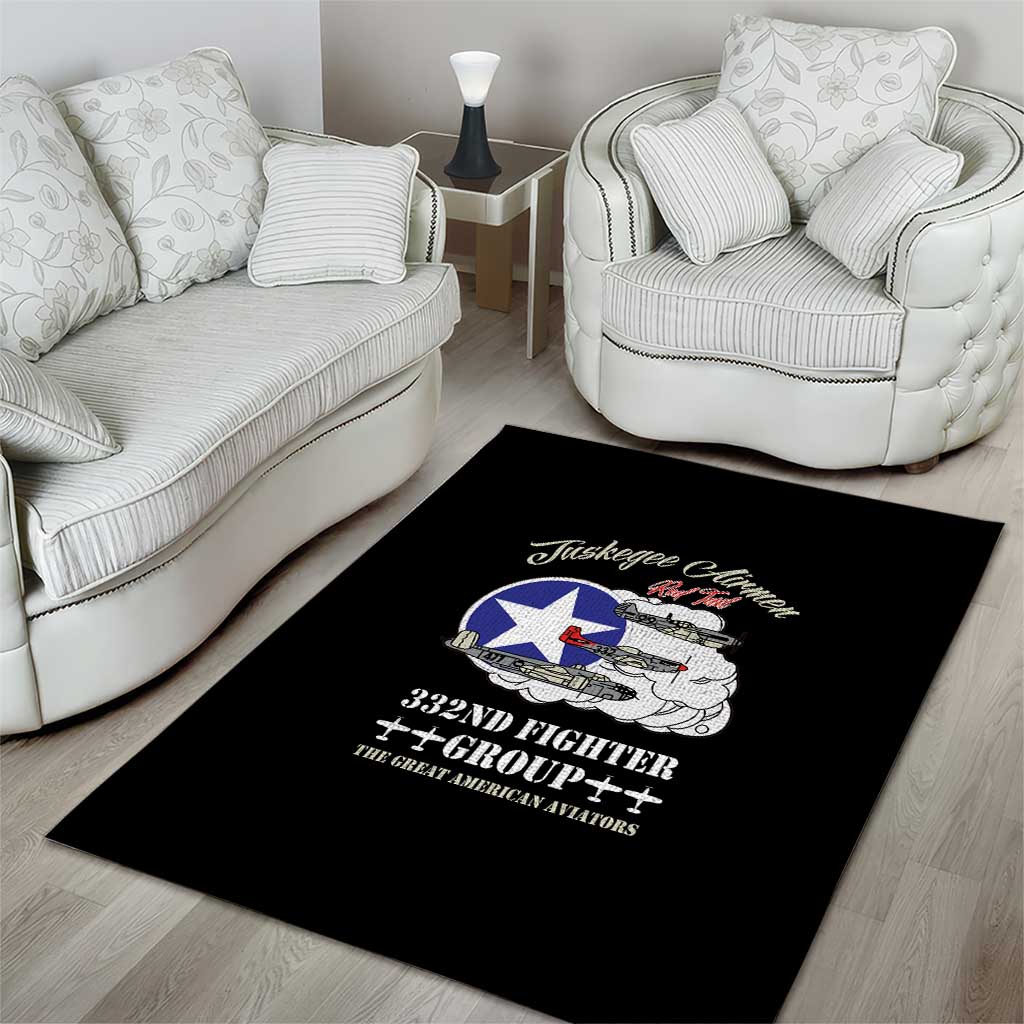 African American Aviators WWII Area Rug Tuskegee Red Tails Airmen Black - African Pride