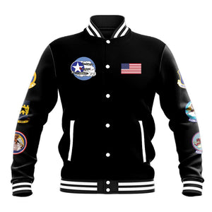 African American Aviators WWII Baseball Jacket Tuskegee Red Tails Airmen Black - African Pride