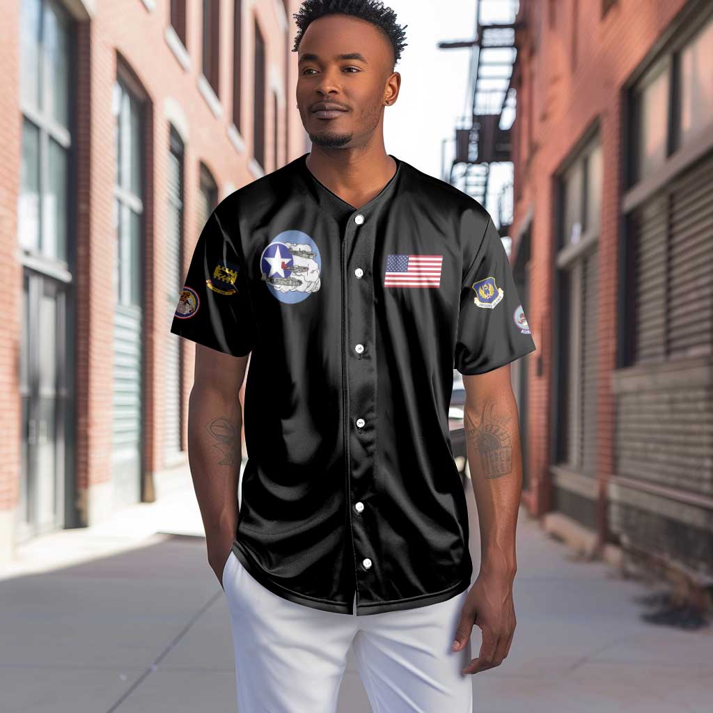African American Aviators WWII Baseball Jersey Tuskegee Red Tails Airmen Black - African Pride