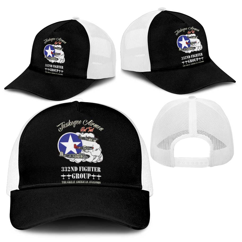 African American Aviators WWII Baseball Net Cap Tuskegee Red Tails Airmen Black - African Pride