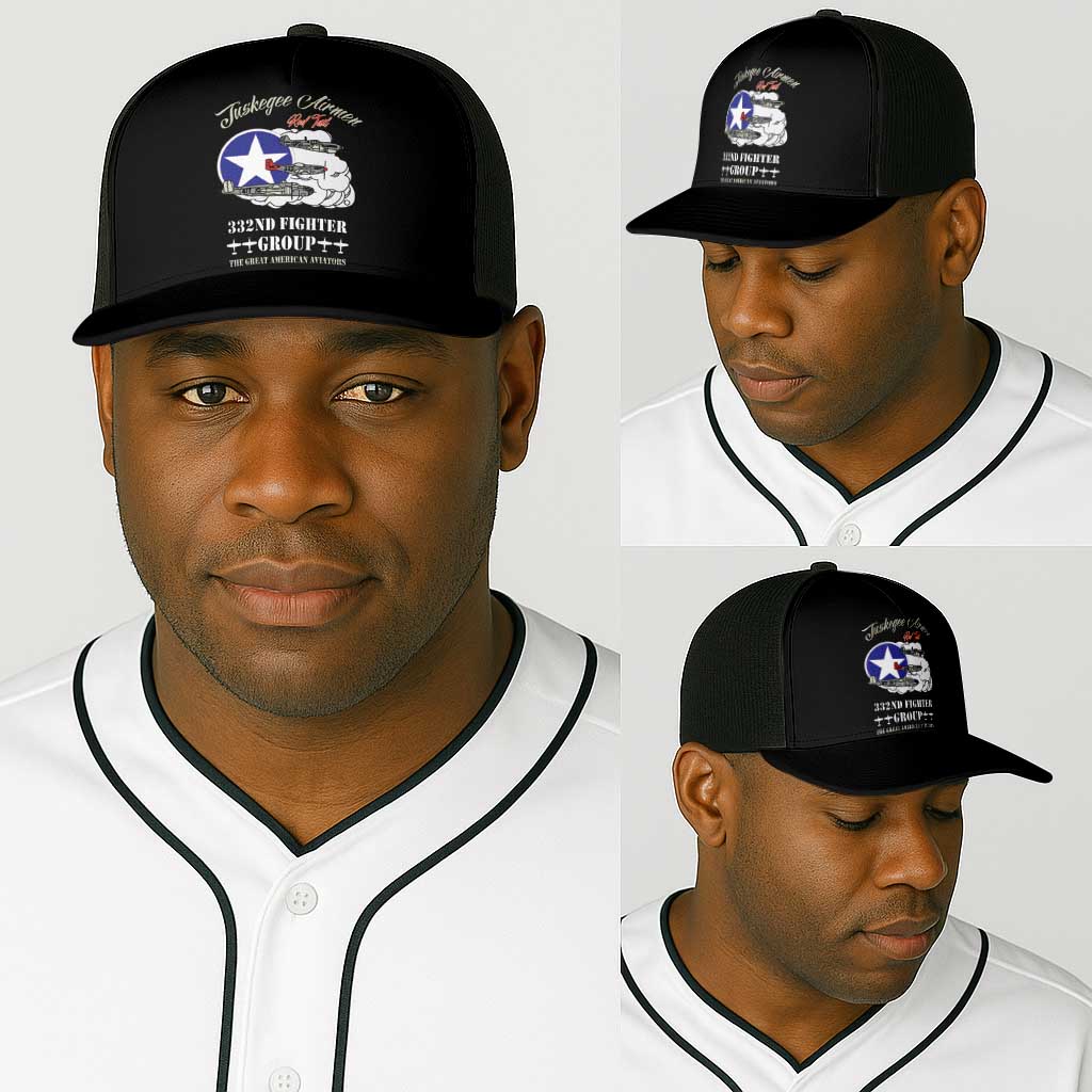 African American Aviators WWII Baseball Net Cap Tuskegee Red Tails Airmen Black - African Pride