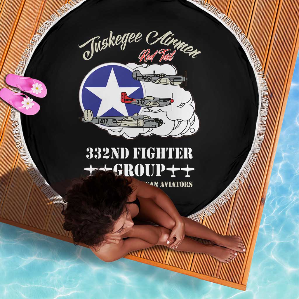 African American Aviators WWII Beach Blanket Tuskegee Red Tails Airmen Black - African Pride