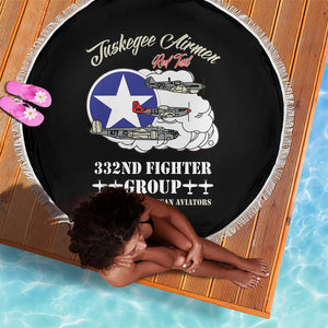 African American Aviators WWII Beach Blanket Tuskegee Red Tails Airmen Black - African Pride