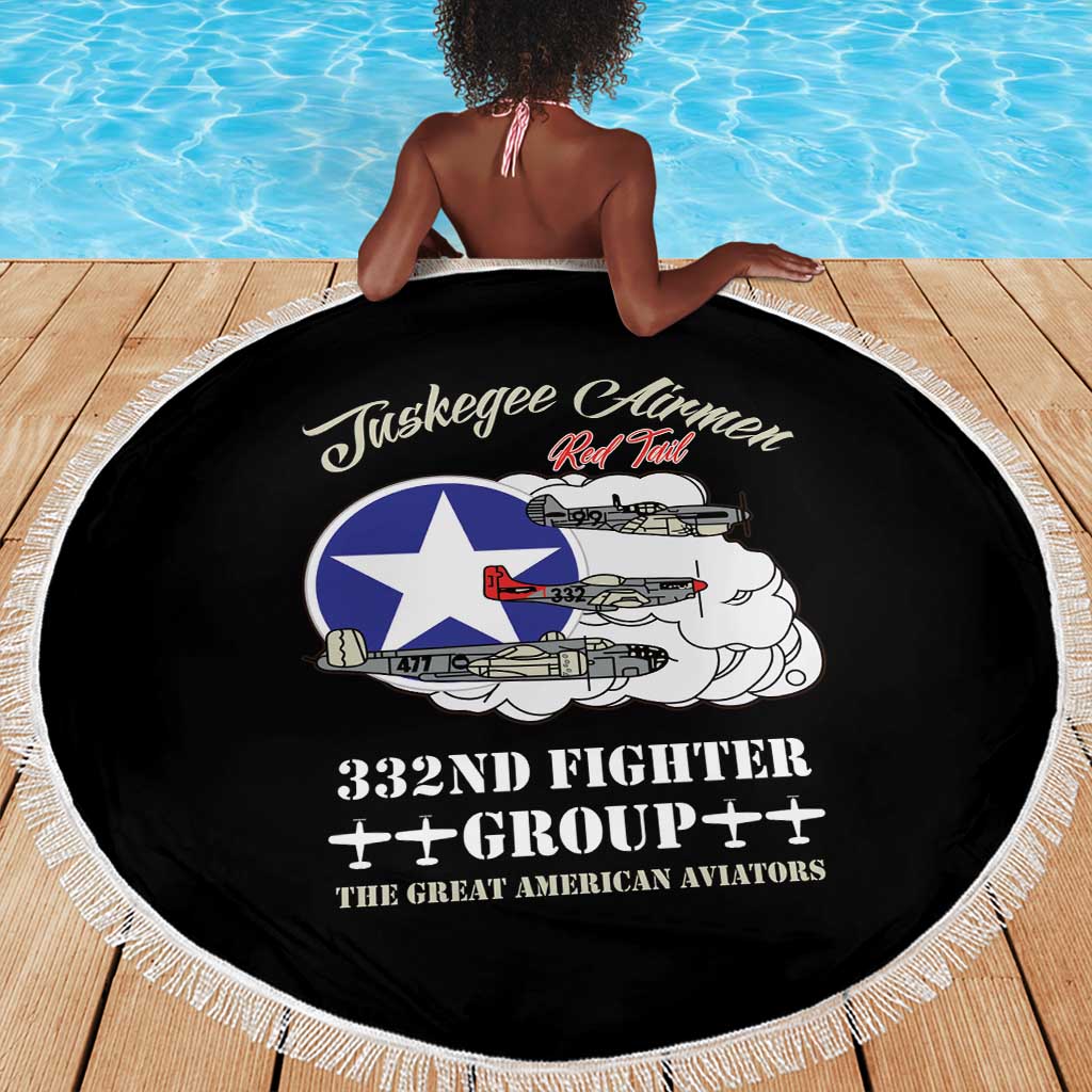 African American Aviators WWII Beach Blanket Tuskegee Red Tails Airmen Black - African Pride