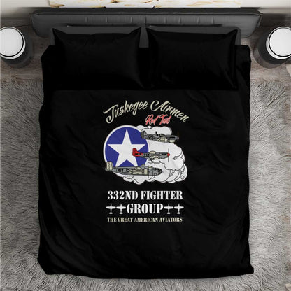 African American Aviators WWII Bedding Set Tuskegee Red Tails Airmen Black - African Pride