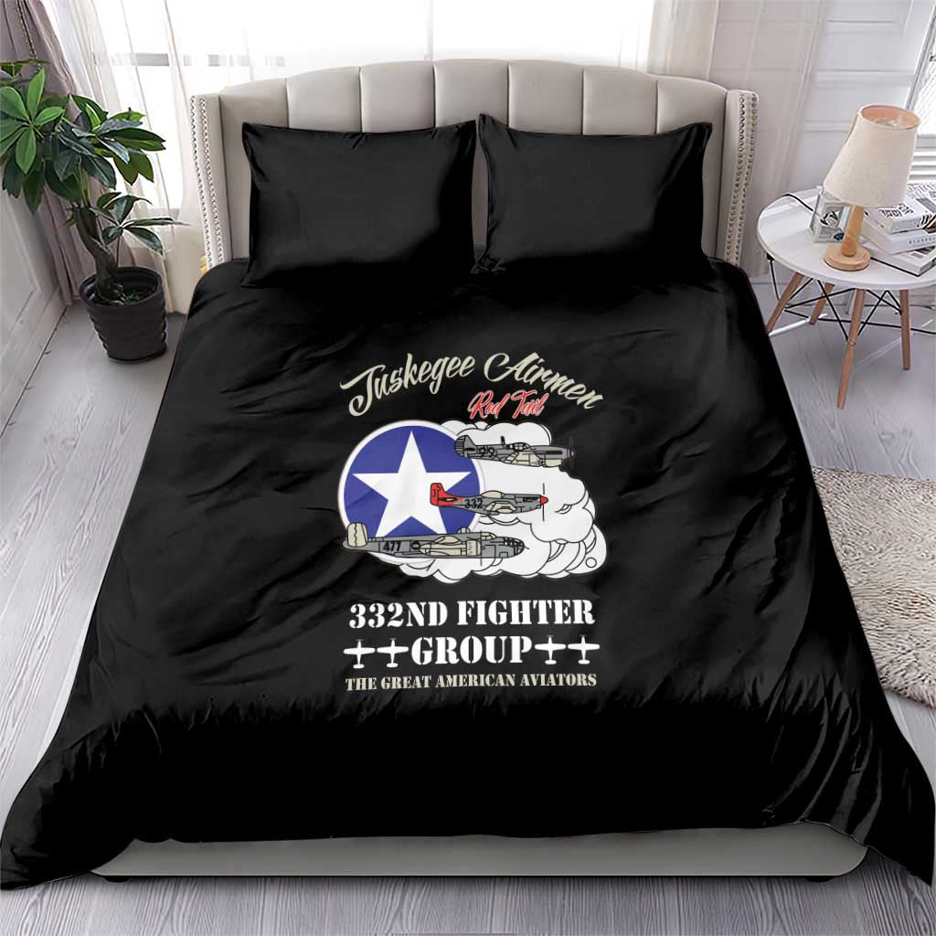 African American Aviators WWII Bedding Set Tuskegee Red Tails Airmen Black - African Pride