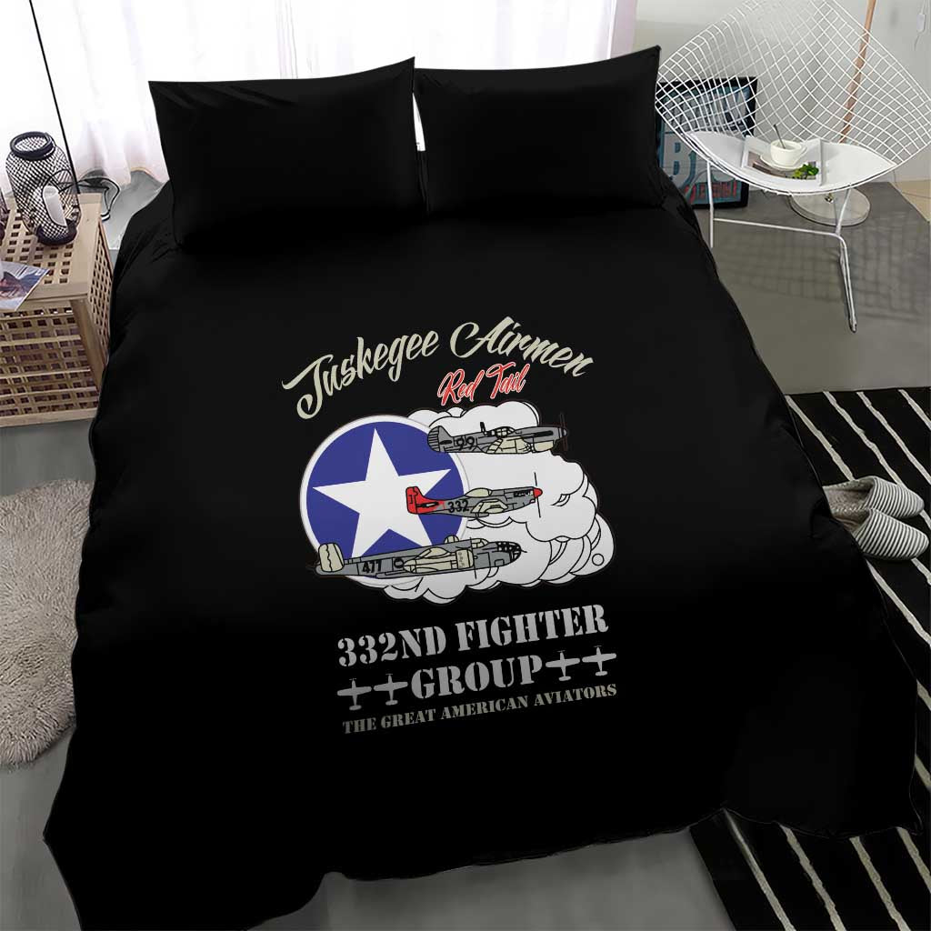 African American Aviators WWII Bedding Set Tuskegee Red Tails Airmen Black - African Pride