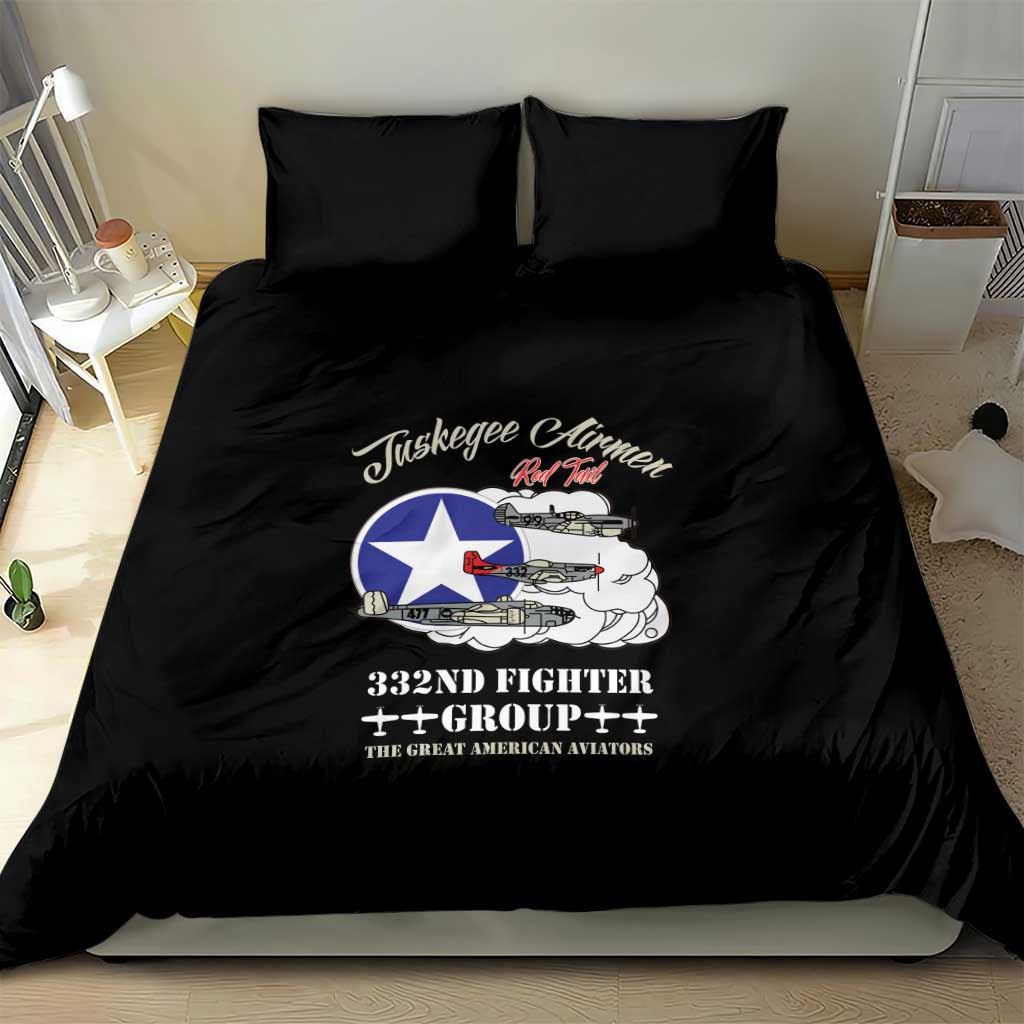 African American Aviators WWII Bedding Set Tuskegee Red Tails Airmen Black - African Pride
