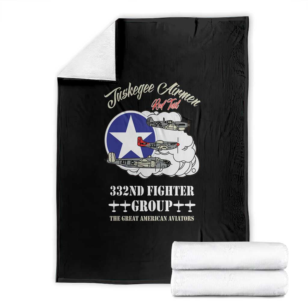 African American Aviators WWII Blanket Tuskegee Red Tails Airmen Black - African Pride
