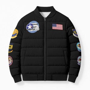 Tuskegee Airmen WWII Heroes Bomber Puffer Jacket The Great American Aviators Black Art