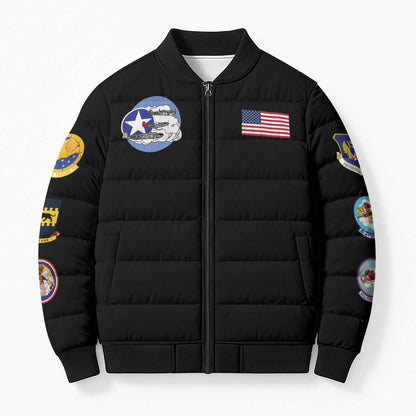 Tuskegee Airmen WWII Heroes Bomber Puffer Jacket The Great American Aviators Black Art