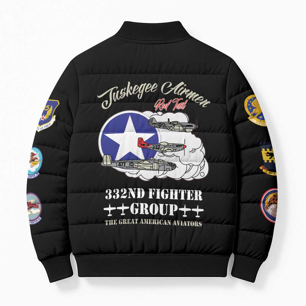 Tuskegee Airmen WWII Heroes Bomber Puffer Jacket The Great American Aviators Black Art