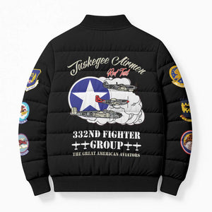 Tuskegee Airmen WWII Heroes Bomber Puffer Jacket The Great American Aviators Black Art