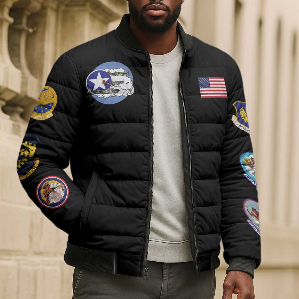 Tuskegee Airmen WWII Heroes Bomber Puffer Jacket The Great American Aviators Black Art