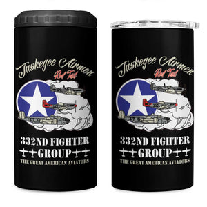 African American Aviators WWII 4 in 1 Can Cooler Tumbler Tuskegee Red Tails Airmen Black - African Pride
