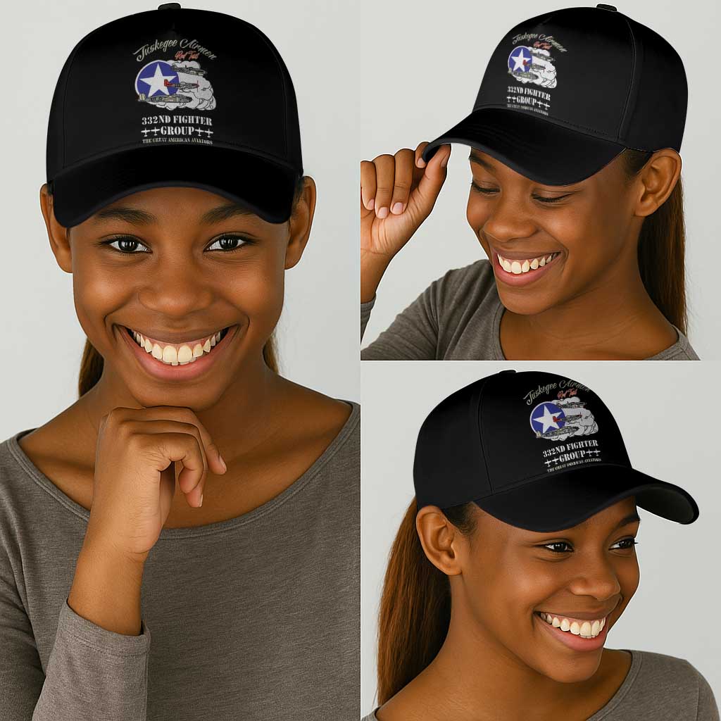 African American Aviators WWII Classic Cap Tuskegee Red Tails Airmen Black - African Pride
