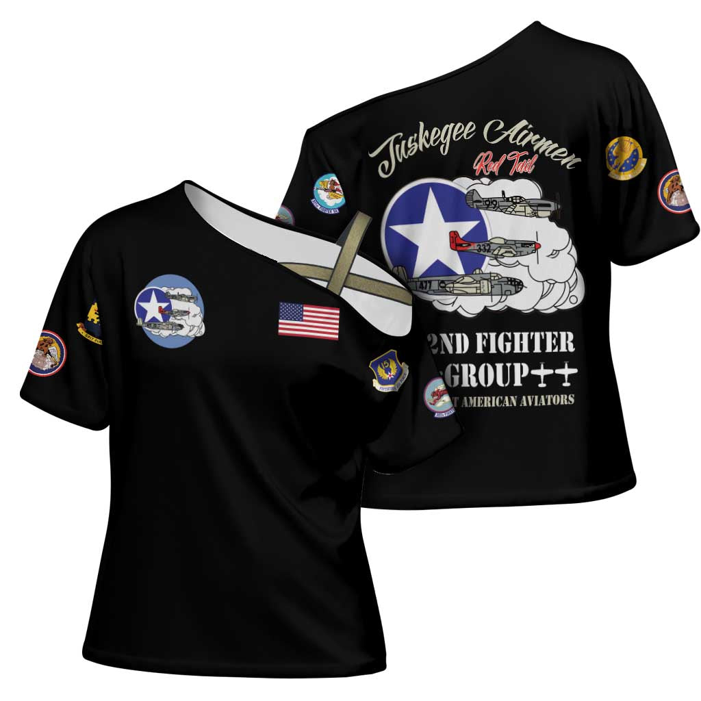 Tuskegee Airmen WWII Heroes Cross Shoulder Shirt The Great American Aviators Black Art