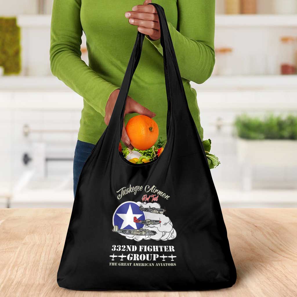 African American Aviators WWII Grocery Bag Tuskegee Red Tails Airmen Black - African Pride