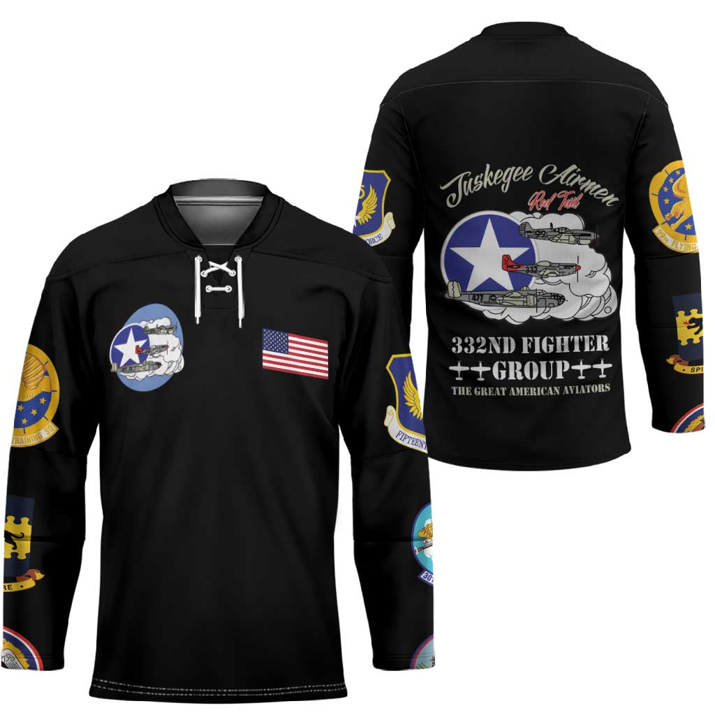 Tuskegee Airmen WWII Heroes Hockey Jersey The Great American Aviators Black Art