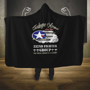 African American Aviators WWII Hooded Blanket Tuskegee Red Tails Airmen Black - African Pride