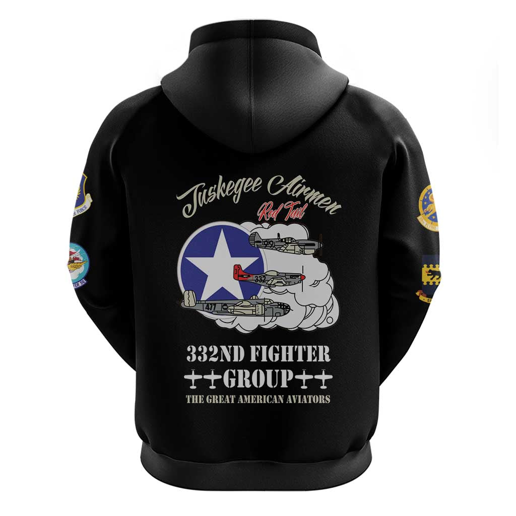 African American Aviators WWII Hoodie Tuskegee Red Tails Airmen Black - African Pride