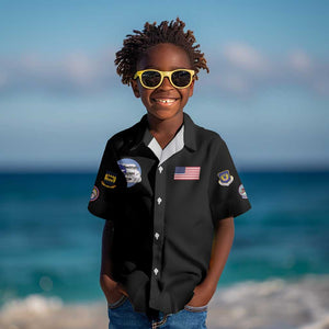 African American Aviators WWII Kid Hawaiian Shirt Tuskegee Red Tails Airmen Black - African Pride